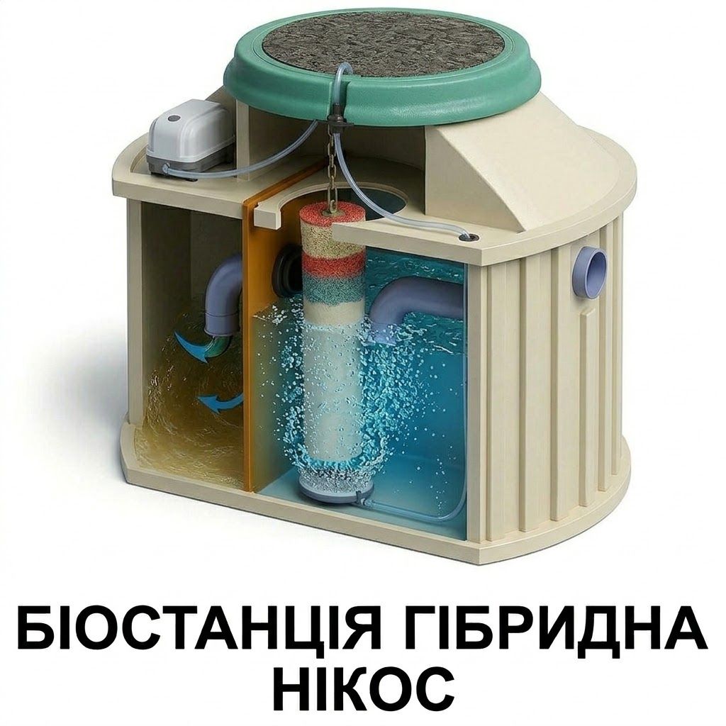 Біостанція "Нікос-Гібрид" 2000 л. (очистка з електрикою до 98%, без електрики до 75%) - Зображення 3