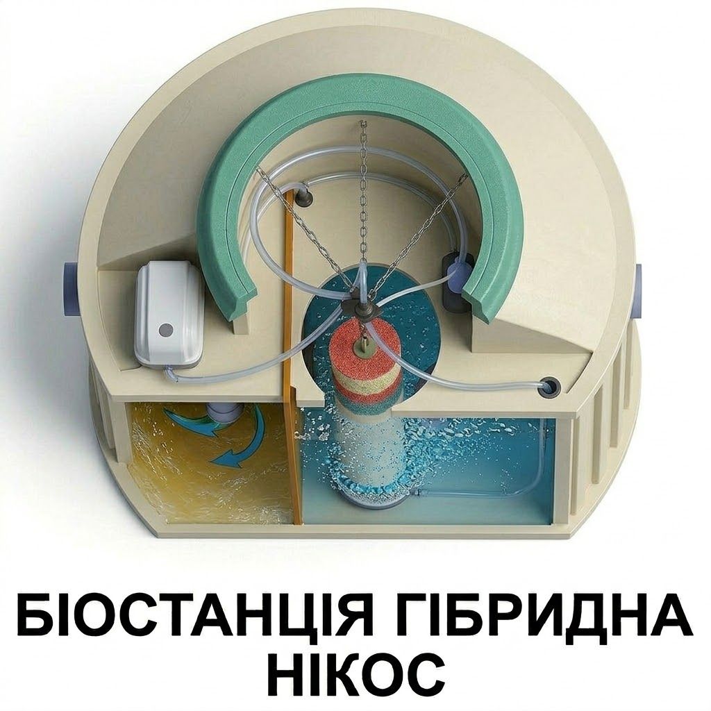 Біостанція "Нікос-Гібрид" 2000 л. (очистка з електрикою до 98%, без електрики до 75%) - Зображення 2