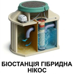 Біостанція "Нікос-Гібрид" 1500 л. (очистка з електрикою до 98%, без електрики до 75%)