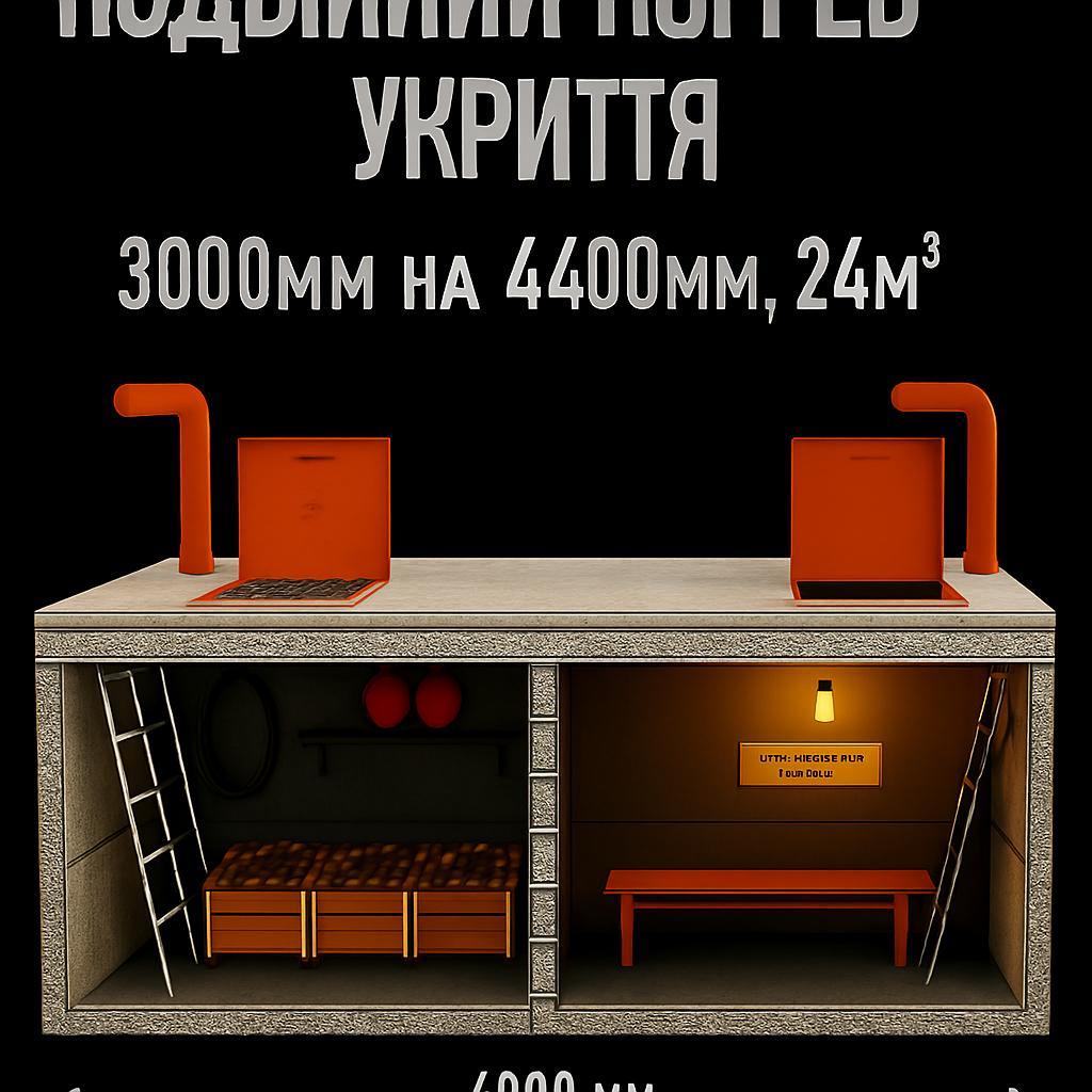 Погріб-укриття (льох) бетонний подвійний 24 м³ - Зображення 2