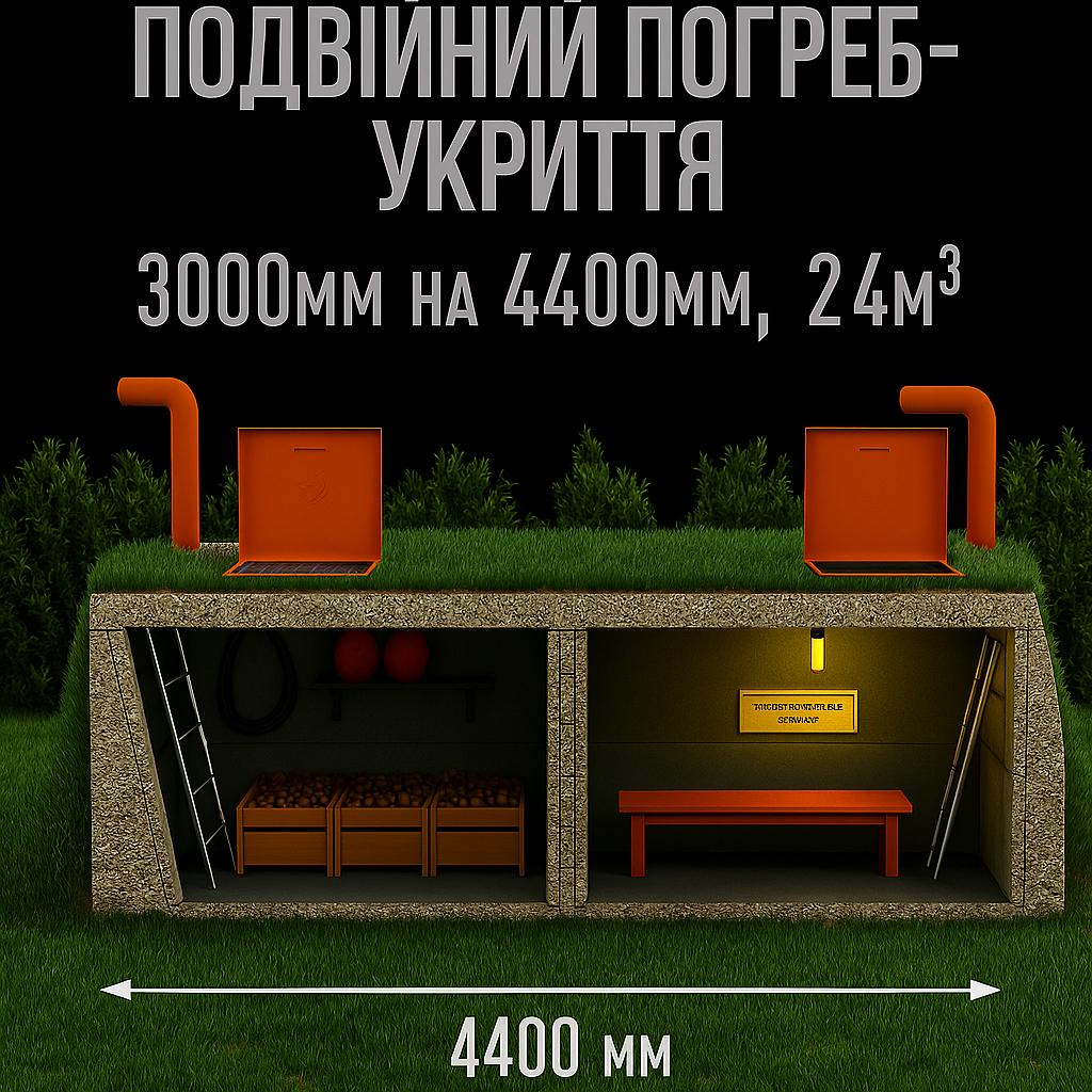Погріб-укриття (льох) бетонний подвійний 24 м³ - Зображення 3